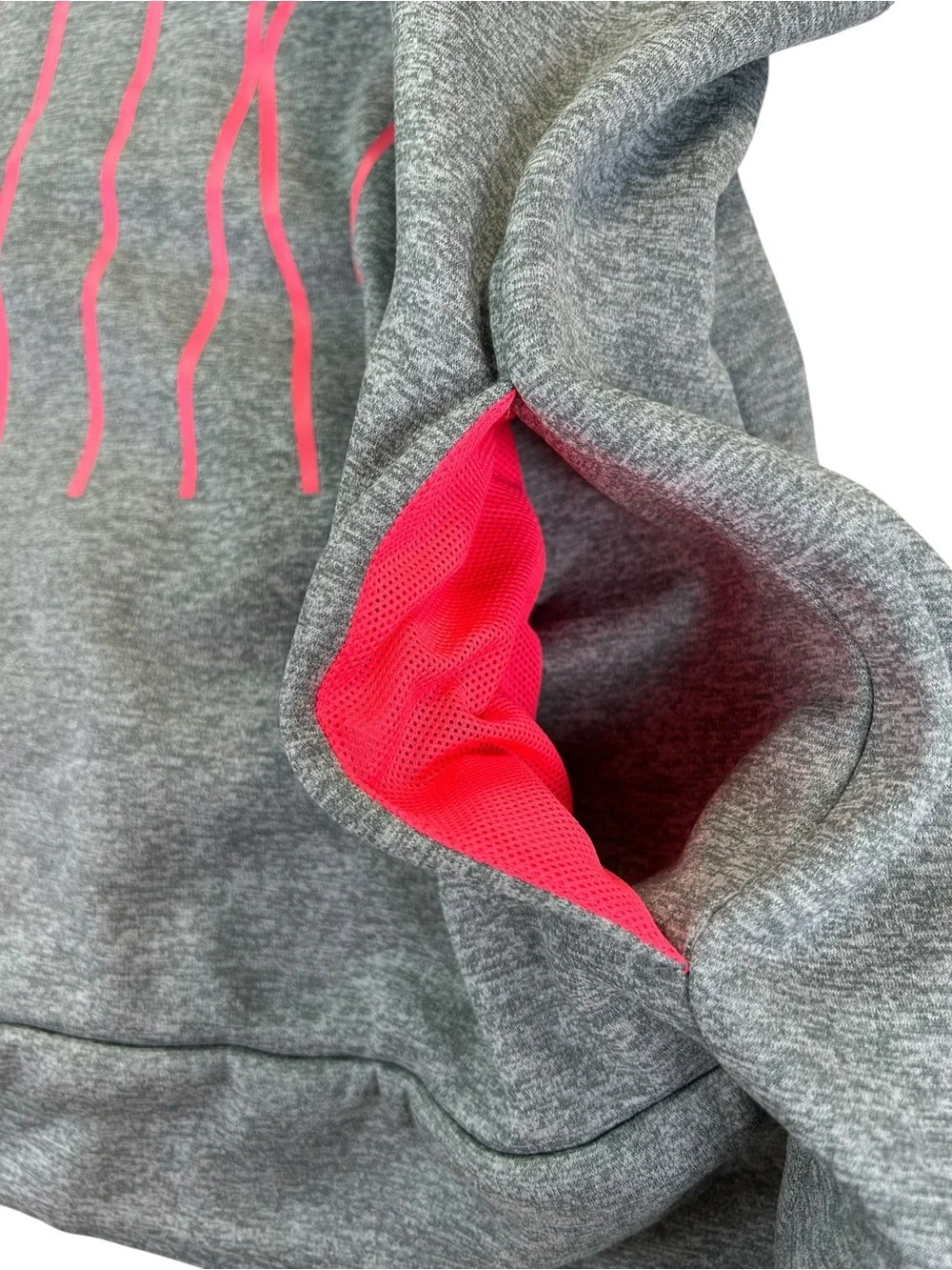Nike Girls XL Dri-FIT Fleece Hoodie Gray Pink Pullover Athletic Sweatshirt